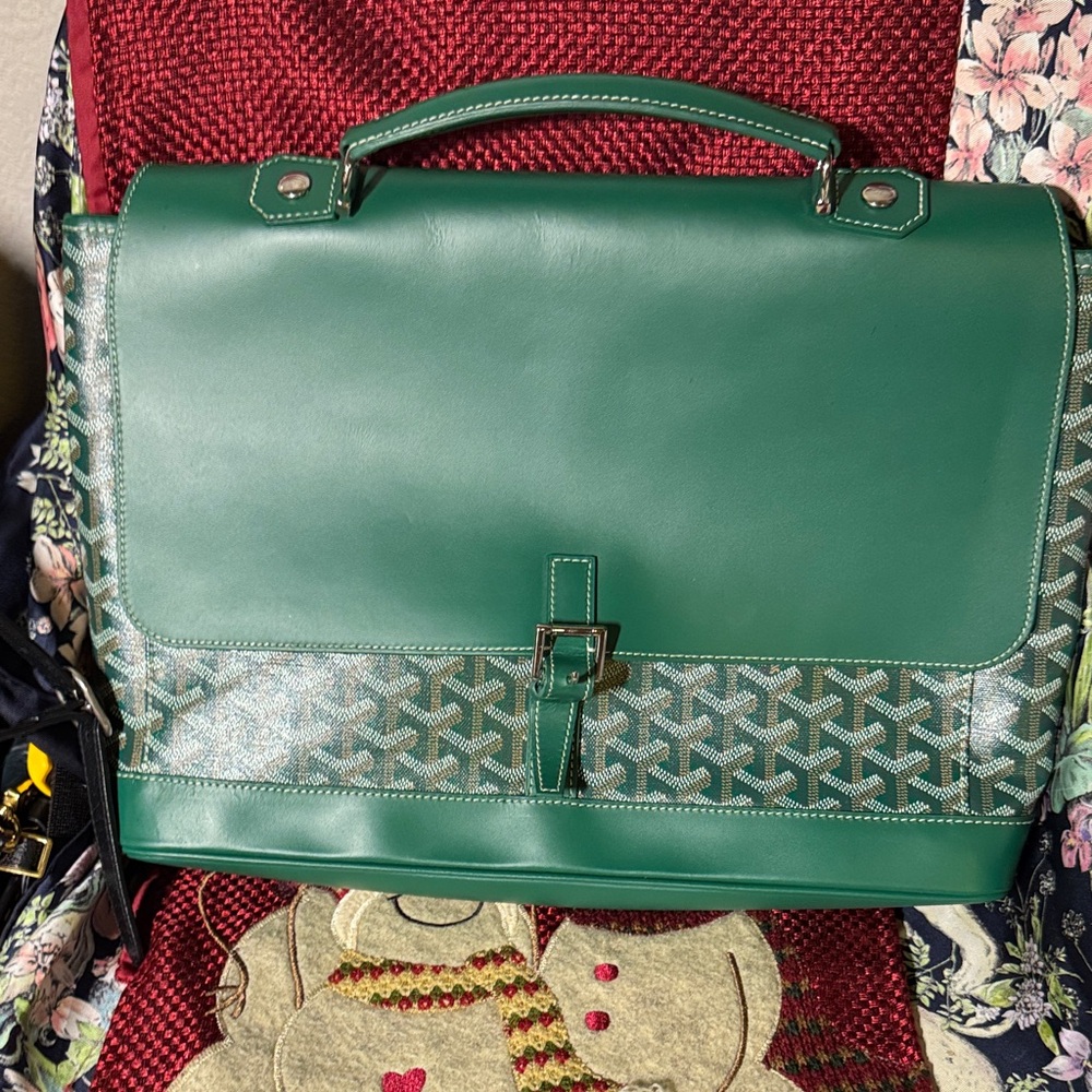 Goyard Emerald and Silver Laptop Bag